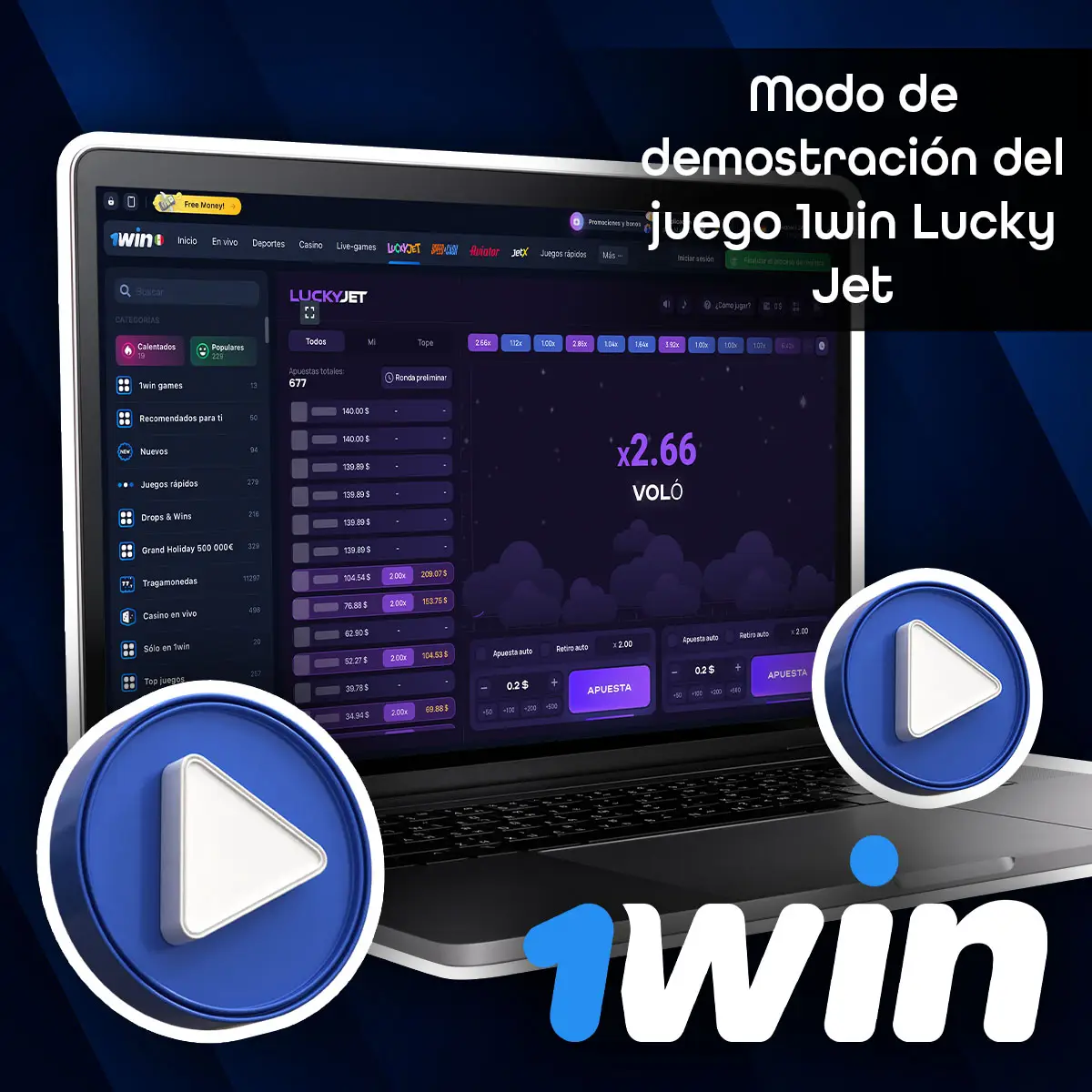 La versión demo de Lucky Jet es una buena forma de practicar tu estrategia.